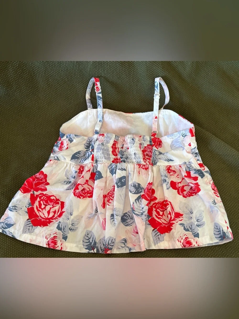 GAP White Tank Top with Red Rose Print